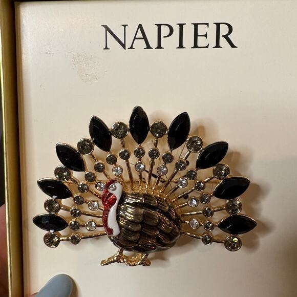 Napier Vintage Turkey Brooch — Rhinestone & Enamel Design (in Box) - Picture 1 of 3